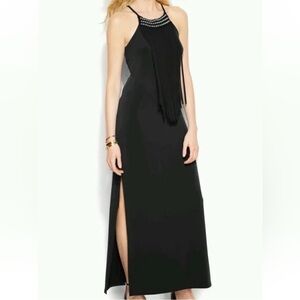 Michael Kors Black Fringe Maxi Dress Size Large EUC